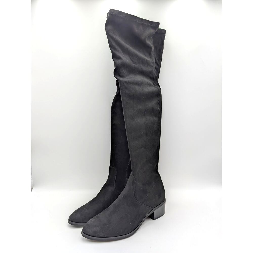 New York & Company Rana Over The Knee Boots Side Zip Womens Black Sz US11 EU41.5